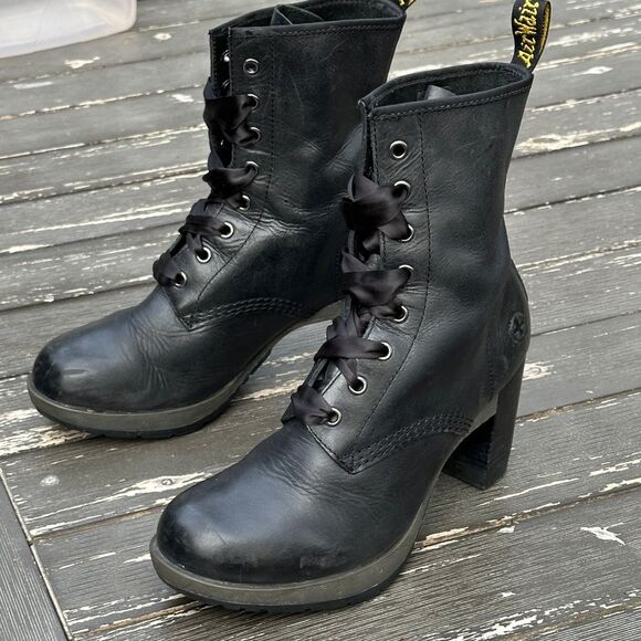 Dr. Martens Shoes - SOLD - Dr. Doc Marten’s Darcie Black High Heel Boots Womens 39 Size 8